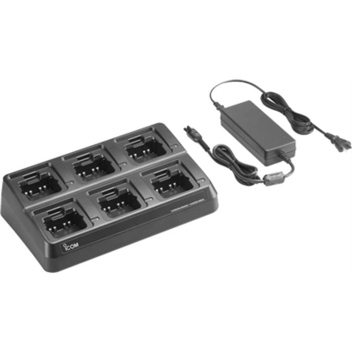 Cargador múltiple de 6 puestos Icom con adaptador de CA para M85 y M85IS