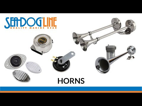 Bocina de aire Sea-Dog de trompeta sencilla larga, cromada, con compresor