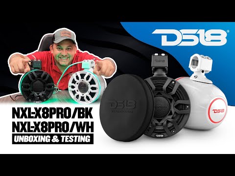 Altavoces de torre marinos DS18 HYDRO de 8" con luces LED RGB y altavoces de audio profesional - Blancos