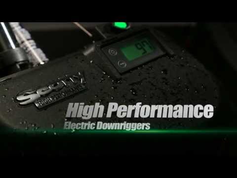 Scotty 2116 HP Depthpower Downrigger Eléctrico con Brazo Telescópico de Acero Inoxidable de 60" con Base Giratoria - Portacañas Doble