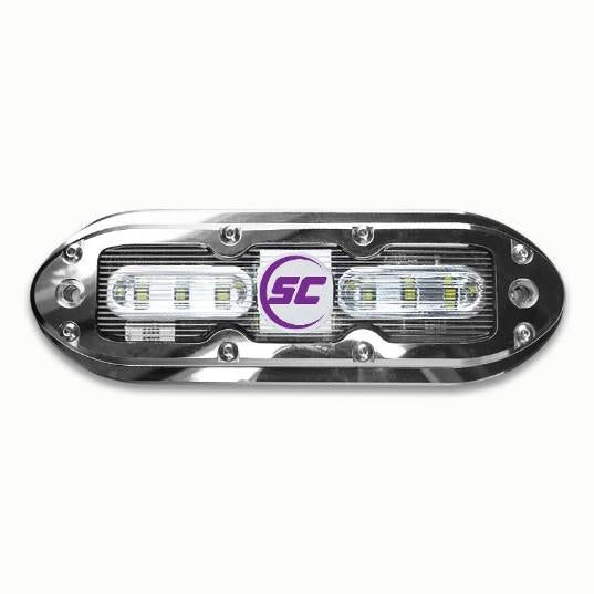 Luz subacuática LED Shadow-Caster SCM-6 con cable de 20', carcasa de acero inoxidable 316, color azul ultra